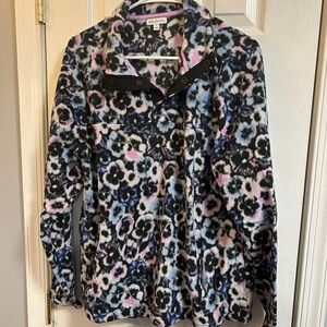 Vera Bradley Women's Floral Fleece Jacket Plum Pansies, size large